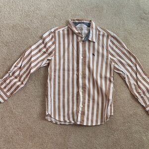 H&M Kids Brown and White Striped Button Down Shirt